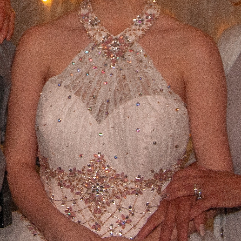 Elegant White Beaded Halter Dress
